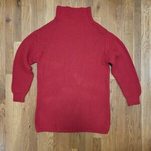 Wilfred Aritzia Womens Oversized 100% Merino Wool Cozy Pullover Sweater Red